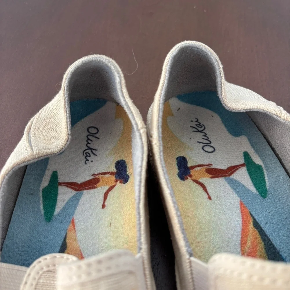 Olukai Women’s Kaula Pa' A Kapa Linen Espadrille Slip-On Shoe in Cream, Size 11